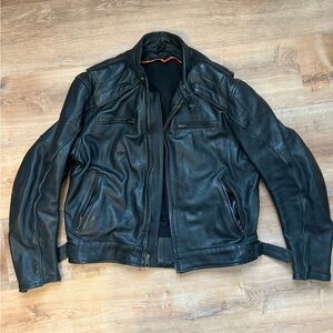 Men’s Genuine Leather Motorcycle Riding Jacket Large